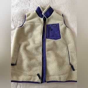 Patagonia Cream and Purple Fleece Vest